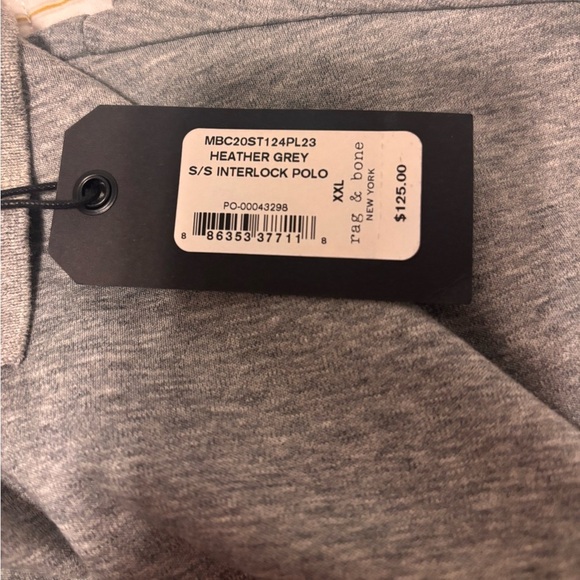 Rag and Bone Heather Gray Short Sleeve Interlock Polo Men's Size XXL - Picture 4 of 6